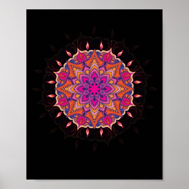 Mandala Helig Geometry Prana Art Yoga Mantra Om Poster (Framsidan)