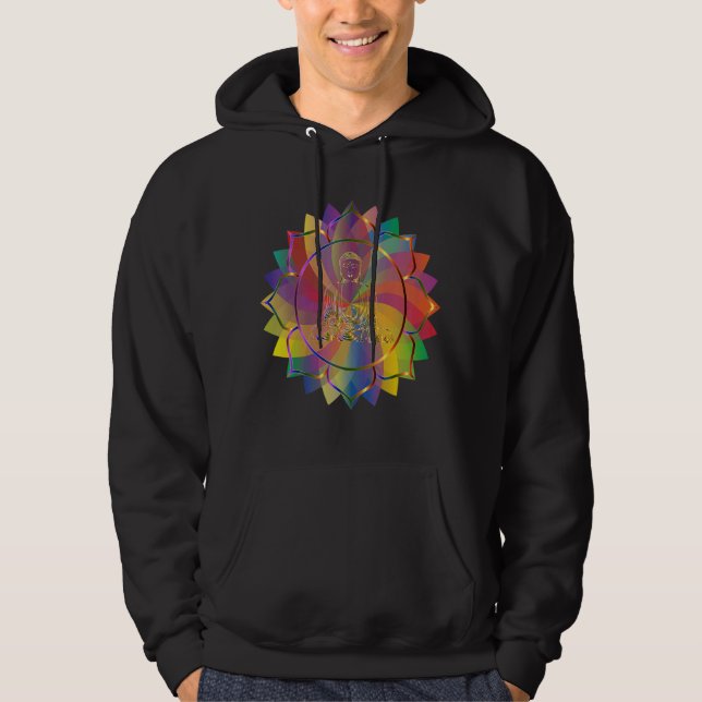 Mandala Helig Geometry Prana Yoga Mantra Om Hoodie (Framsida)
