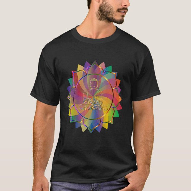 Mandala Helig Geometry Prana Yoga Mantra Om T Shirt (Framsida)