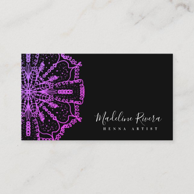 Mandala Henna Konstnär Yoga Macrame Visitenkort Visitkort (Framsida)