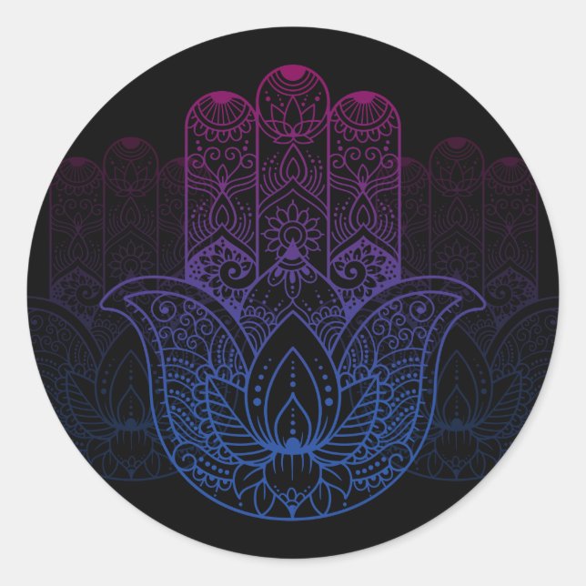 Mandala Henna | Lotus Hand Runt Klistermärke (Framsida)