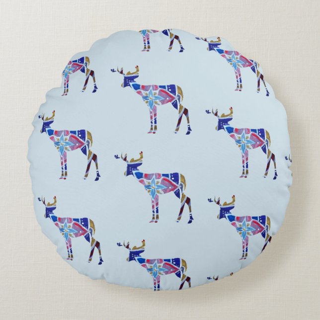 Mandala hjort Rund soffkudde 41 cm Kudde (Framsidan)