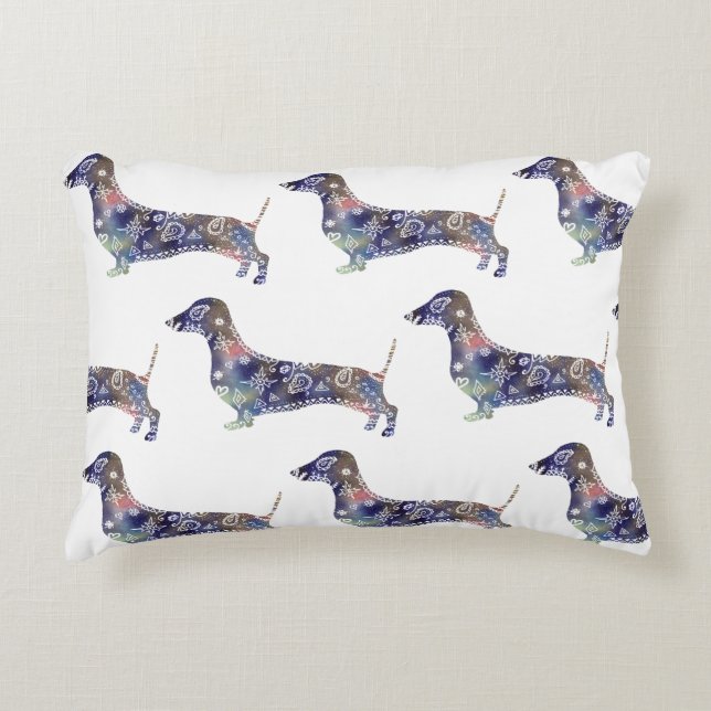 Mandala Hund Brushed Polyester Accent Cushion Prydnadskudde (Framsidan)