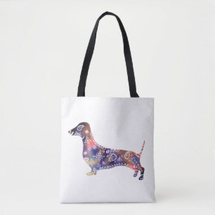 Mandala Hund, Dachshund All-over-Print Tote Bag Tygkasse