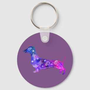 Mandala Hund, Nyckelringen Dachshund Button Nyckelring
