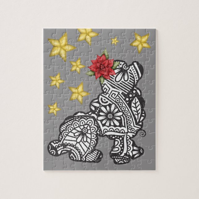 Mandala Hund with Stars Pussel (Vertikal)