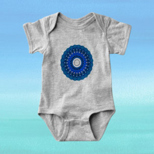 Mandala i blå baby- och vuxenkläder t shirt