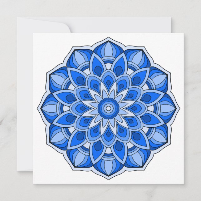 Mandala i blått anteckningskort (Framsida)