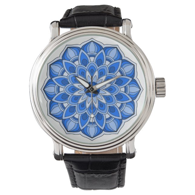 Mandala i blått armbandsur (Framsida)
