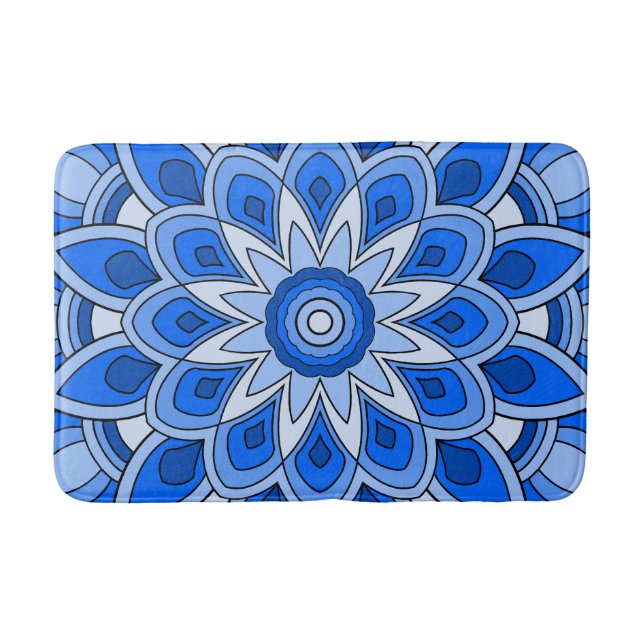 Mandala i blått badrumsmatta (Framsidan)