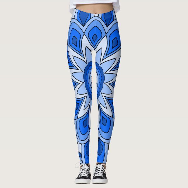 Mandala i blått leggings (Framsida)