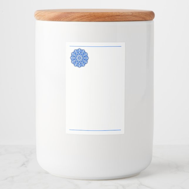 Mandala i blått mat etikett (Framsida)