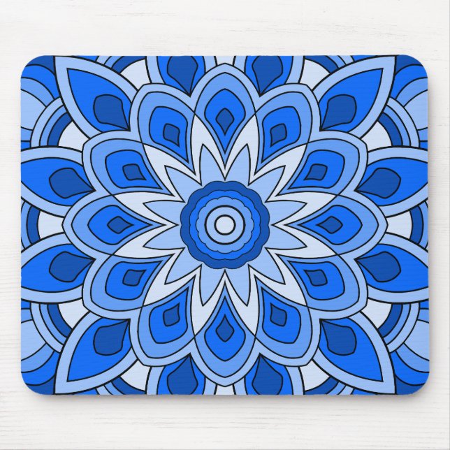 Mandala i blått musmatta (Framsidan)