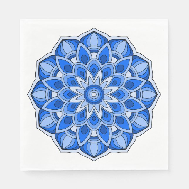 Mandala i blått pappersservett (Framsidan)