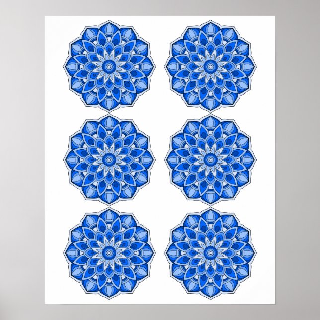 Mandala i blått poster (Framsidan)
