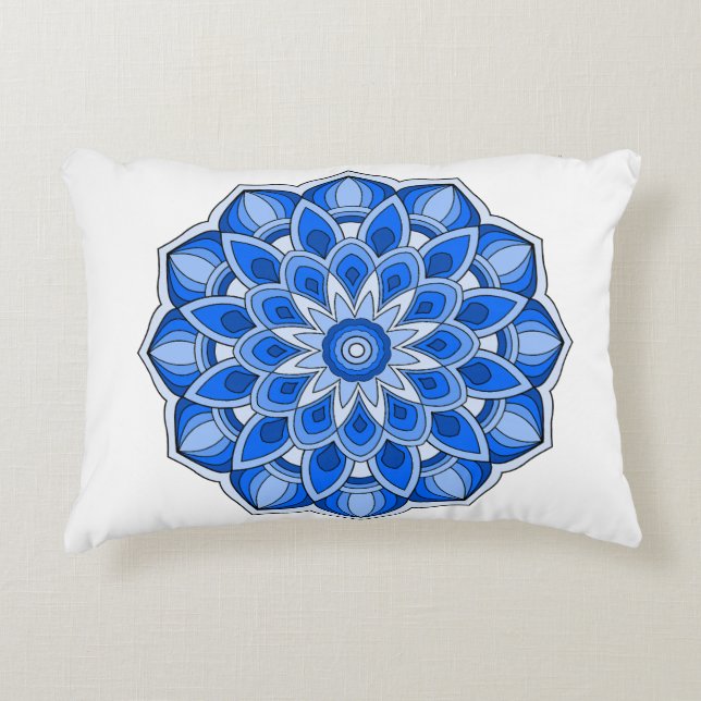 Mandala i blått prydnadskudde (Framsidan)