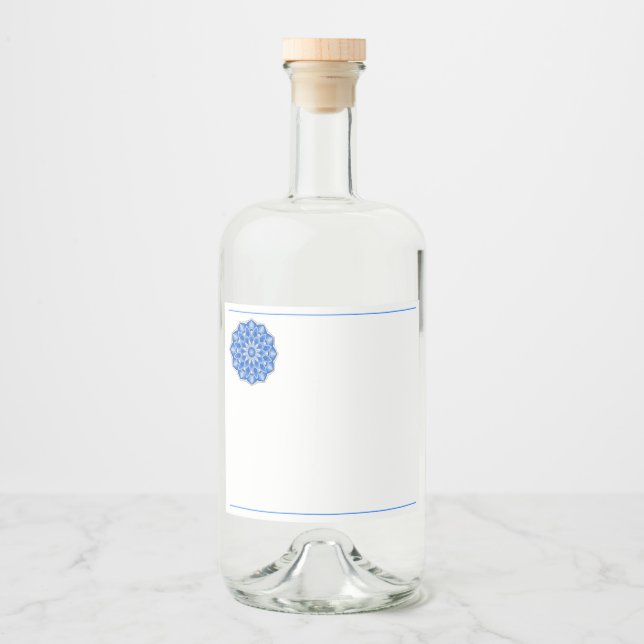 Mandala i blått spritflaskor etikett (Framsida)