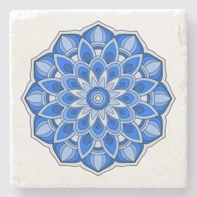 Mandala i blått stenunderlägg (Framsidan)