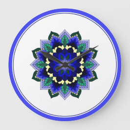Mandala i blått stor klocka
