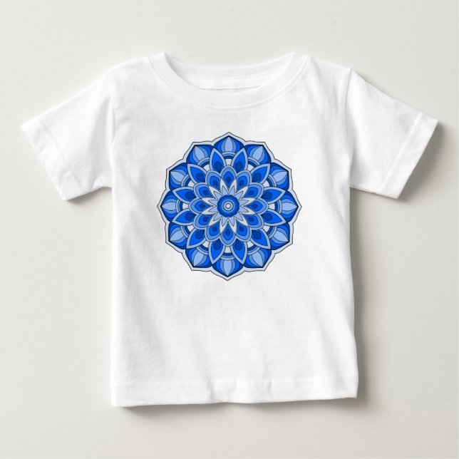 Mandala i blått t shirt (Framsida)