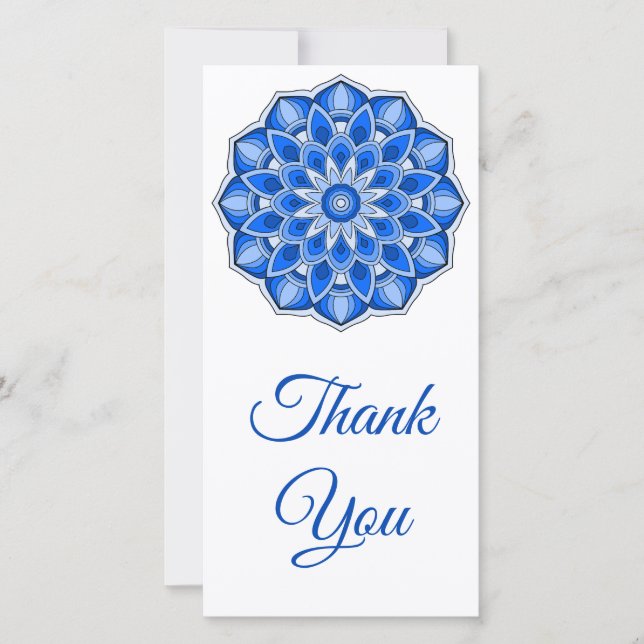 Mandala i blått tack kort (Framsida)