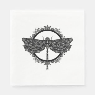 Mandala i Buddhism Nepal stil med dragonfly Pappersservett