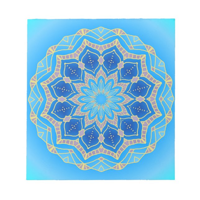 Mandala i elektrisk blå och turkos anteckningsblock (Framsida)