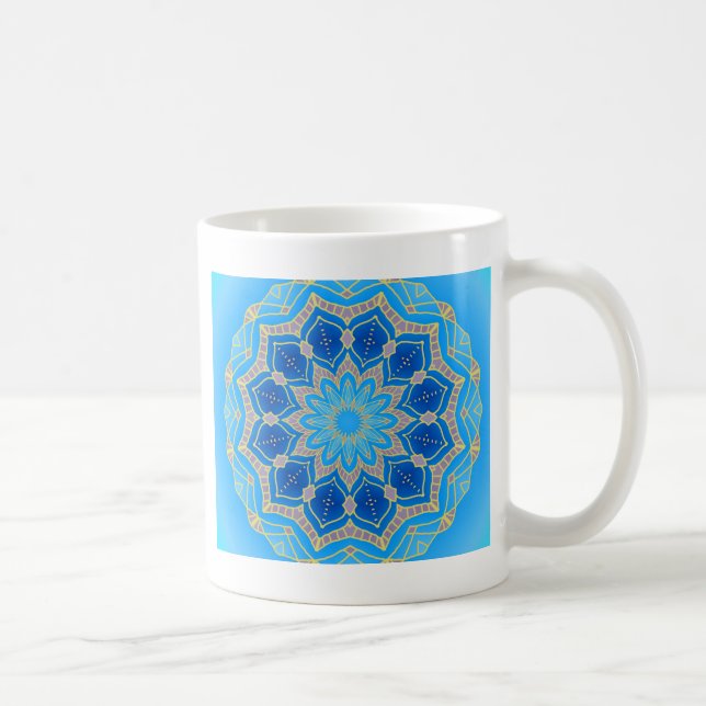 Mandala i elektrisk blått och turkos kaffemugg (Höger)