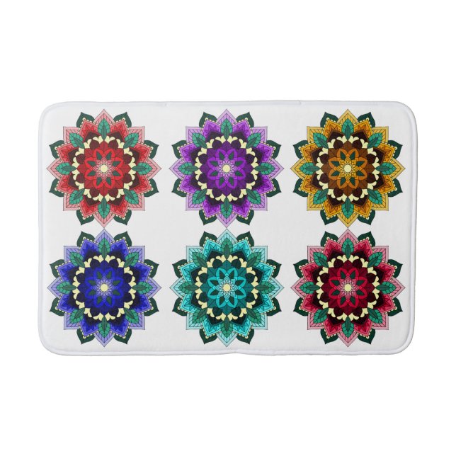 Mandala i olika färg badrumsmatta (Framsidan)