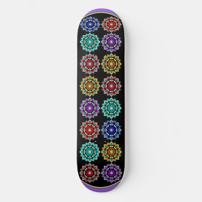 Mandala i olika färg mini skateboard bräda 18,5 cm (Framsida)