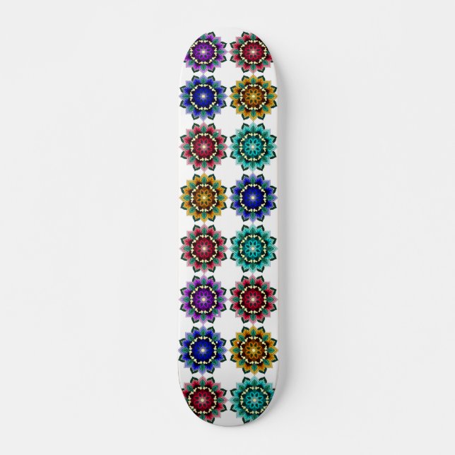 Mandala i olika färg mini skateboard bräda 18,5 cm (Framsida)