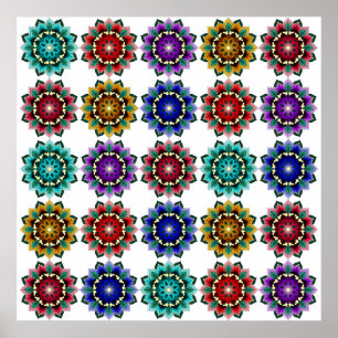 Mandala i olika färg poster