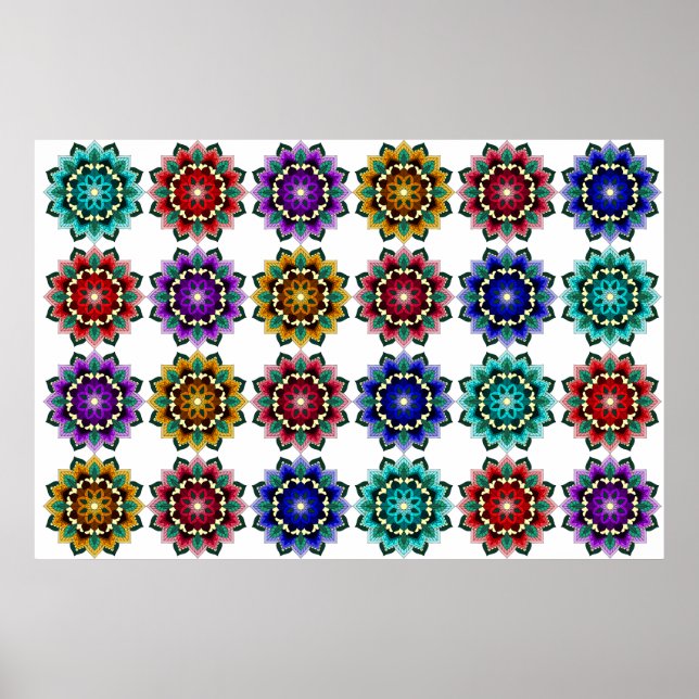 Mandala i olika färg poster (Framsidan)