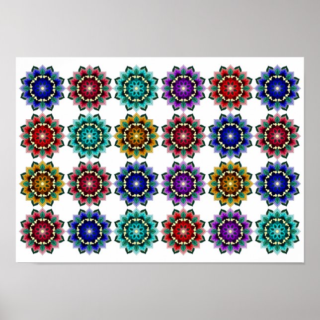 Mandala i olika färg poster (Framsidan)