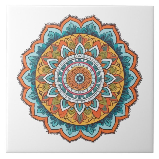 mandala i olika färger kakelplatta (Framsidan)