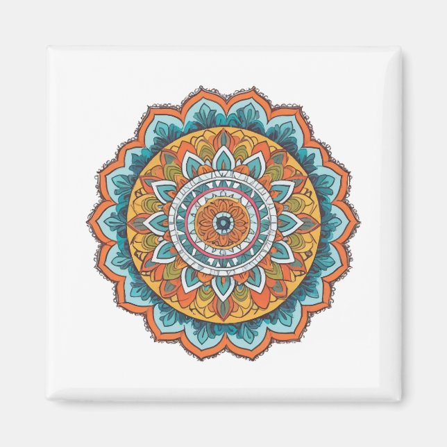 mandala i olika färger magnet (Framsidan)