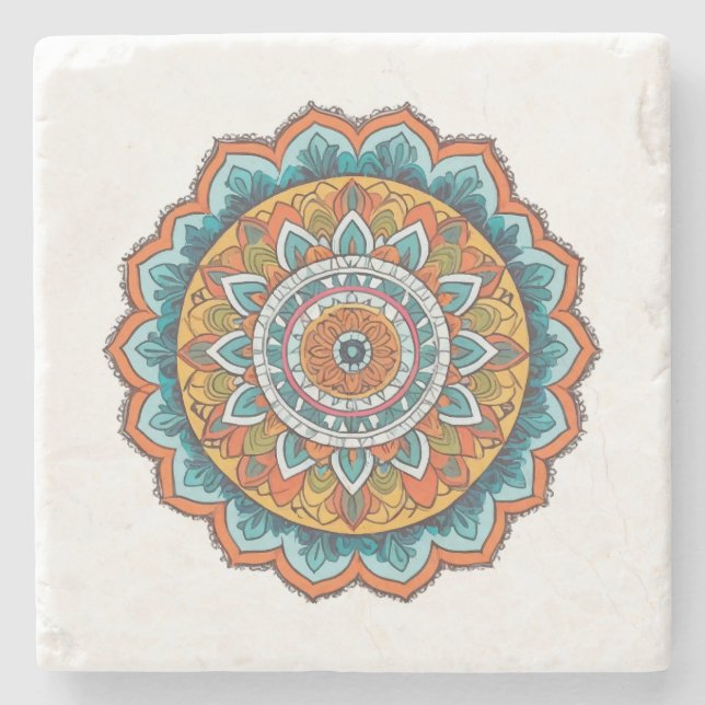 mandala i olika färger stenunderlägg (Framsidan)
