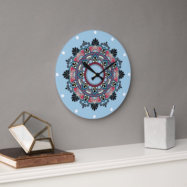 Mandala i ros stor klocka (Kontor)