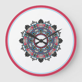 Mandala i rosa och blått stor klocka