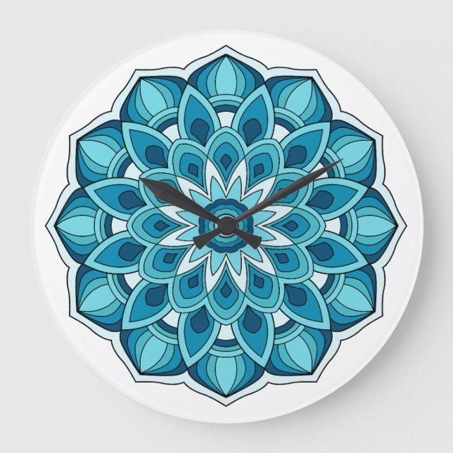 Mandala i teal grönt stor klocka (Framsida)