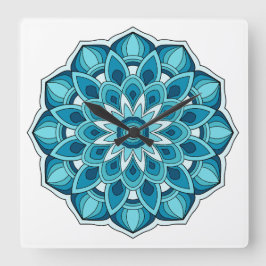 Mandala i tealgrönt fyrkantig klocka