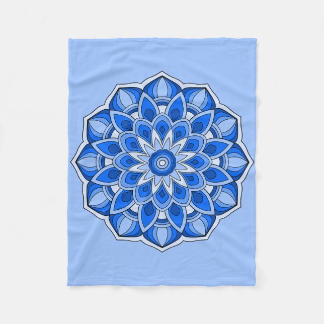 Mandala in blue Fleece Blanket (Framsidan)