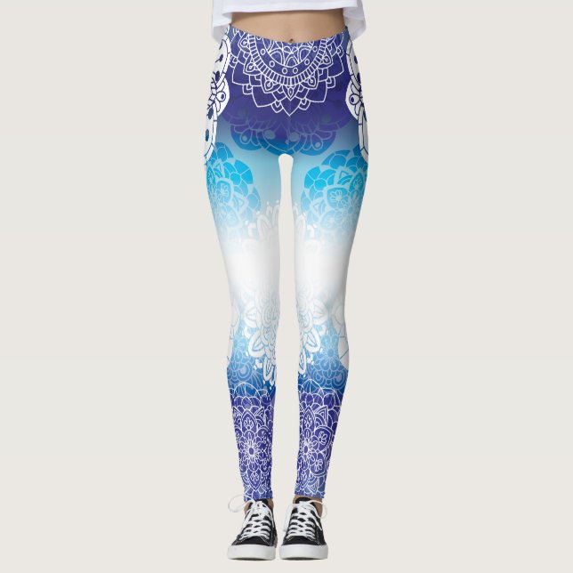 Mandala in Blue Hues Leggings (Framsida)