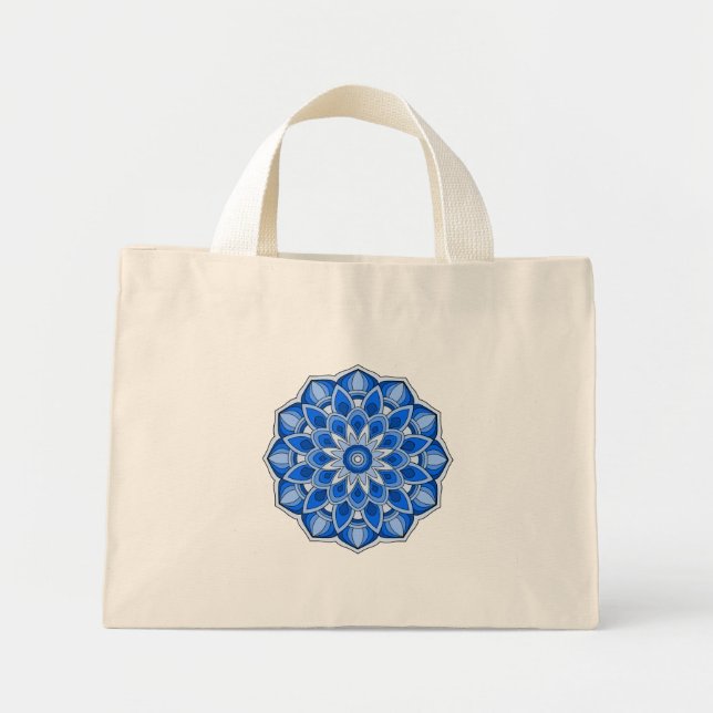 Mandala in blue Tote Bag Mini Tygkasse (Framsidan)