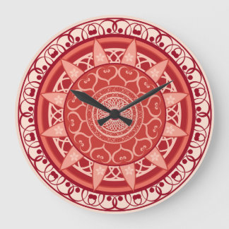 Mandala in Red Stor Klocka