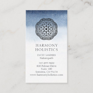 Mandala Indigo White Holistic Health Visitkort