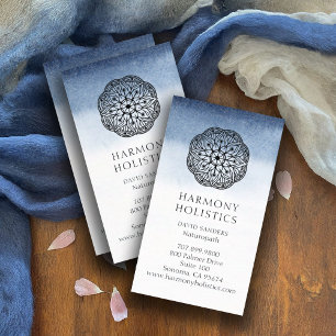 Mandala Indigo White Holistic Health Visitkort
