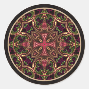 Mandala, Kaleidoscopic Kor Abstrakt Runt Klistermärke