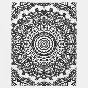 Mandala, kaleidoskop, svart och vit, ornament fleecefilt