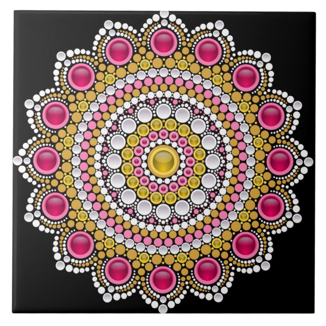 Mandala keramisk platta kakelplatta (Framsidan)
